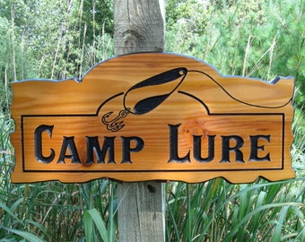 custom cabin signs - carved wood signs - personalized wood