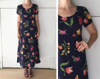 90s floral dress | vintage maxi dress