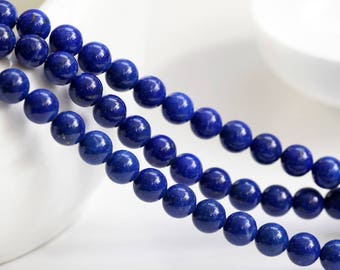 High Quality AAAAA Untreated Undyed Natural Blue Lapis Lazuli Gemstone 4 5 6 7 8 10 12mm Spacer Beads for Women Jewelry Making - DY002458