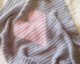 Baby Blanket, Heart Blanket, Baby Heart Blanket, Love Blanket, Crochet Blanket, Crochet Heart Blanket