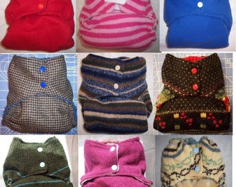 MamaBear One Size Wool Diaper Cover Wrap - You choose color and weight
