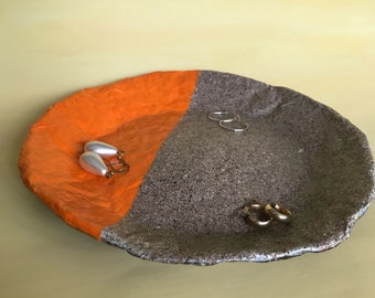 Color Blocked - Jewelry Dish - Papier-mâché - Orange