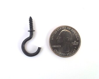 3/4 Inch / Pkg of 10 Key Hooks / Screw Hooks / DIY Jewelry Hooks / Antique Black / 0.75 Inch