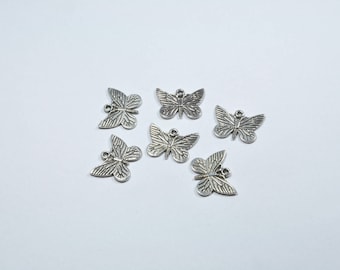 BR51 - Set of 6 silver metal butterflies