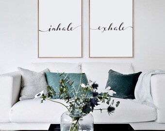 Inhale Exhale Print, Minimalist Typography Art, Yoga Wall Art, Pilates Art, Relaxation Gifts, Breathe Print, Home Wall Art, Instant Download