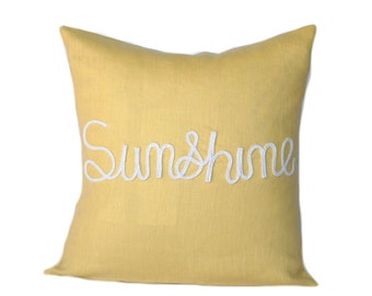 One nautical pillow cover, cushion, decorative throw pillow, decorative pillow, nautical decor, Yellow Pillow, Beach decor, Sunshine Pillow