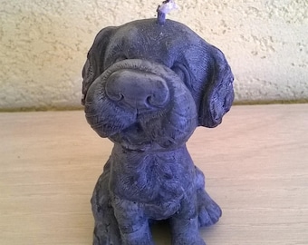 Handcrafted vegetable wax candle in the shape of dog "black"