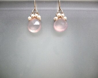 Pink Chalcedony with cluster of pearls
