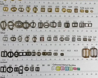 Mini Metal Buckles for Barbie,Blythe,Ellowynne size Doll Clothes,Shoes,Belts. Sold in Pairs. Send me Buckles Numbers you want