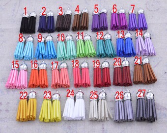 50 Assorted color Tassels, faux Suede leather tassles, leather tassels, suede tassels, tassels for keychains, 1.5'' mini tassels, tassel cap