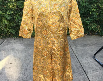 Vintage 60s Mod Hippie Tunic Dress 3/4 Sleeve