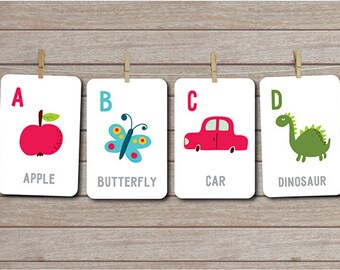 Alphabet Flash Cards, Instant Download, Alphabet Card Set, ABC Flash Cards, ABC Cards, Preschool cards, Learning printables