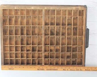 Vintage Wood Printer's Drawer with Handle; Vintage Letterpress Drawer; Industrial Display (Inventory #2A)