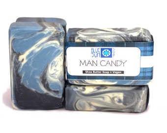 Man Candy Manly Soap - Shea Butter Soap - Blue Sugar Soap - Vegan Soap - Artisan Soap