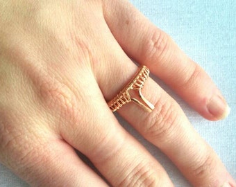 Bohochic wire woven ring, bohemian copper jewelry, nature gypsy jewelry, bohemian jewelry