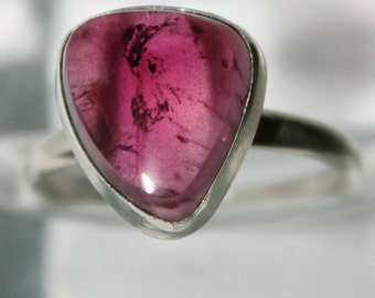Pink Tourmaline Sterling Silver Ring, Rubellite ring, 8 size ring FREE SHIPPING