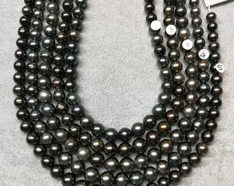 Ultra-Luster Round/Near Round High Luster Tahitian Pearl Necklace Strands Most beautiful Color - LOT45