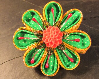 fabric flower pin brooch