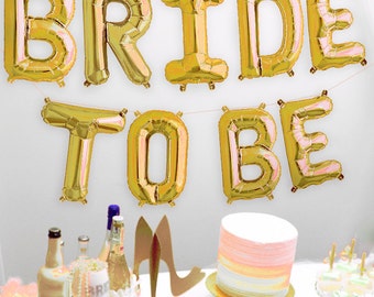 Gold Bridal Shower Banner - Bride Mylar Letters Balloon Kit, Bride balloons, bachelorette banner, bridal shower balloons, Bridal decoration