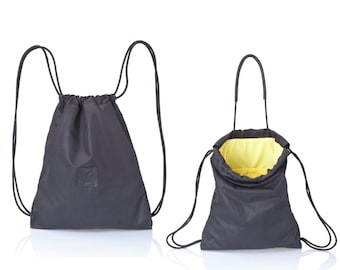 Black canvas drawstring backpack purse multi way sack bag SALE black canvas convertible bag tote bag black canvas rucksack- hipster backpack