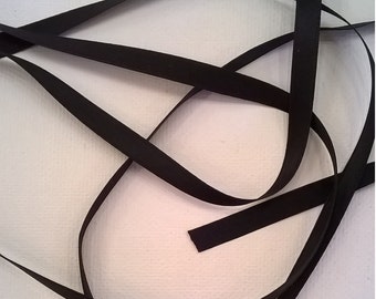 Black Silk Satin Ribbon, Double-Faced - 1/4 Inch - 6mm Ribbon - Sold by the Yard