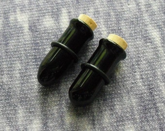 Black Test Tube Plugs 7/16 inch gauged ear plugs earrings for stretched piercings
