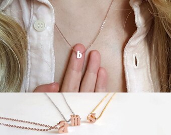 Tiny Rose Gold Initial Necklace, Gold Alphabet necklace,Best Friends necklace, Personalized necklace,Bridesmaid Gift, letter necklace