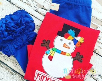 Snow Girl Applique Design - Winter Applique Design - Snowman Embroidery Design - Triple Bean Stitch Applique Design - Embroidery Design