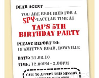 Secret Agent Spy Invite Personalised Printable.