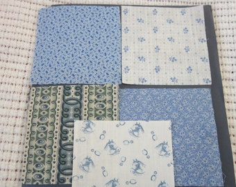 Five 19th Century Prussian Blue Fabric Swatches