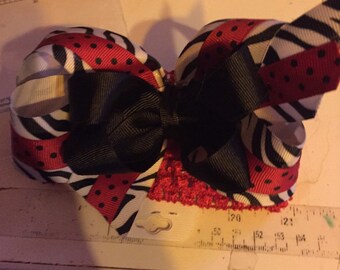 Zebra black and red headband