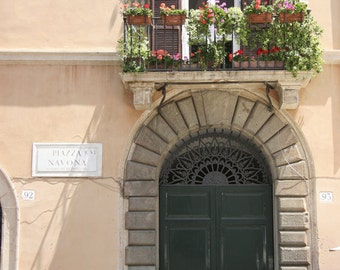 Door in Rome, Color Photography, "Roma 1", Photographic Matte Paper, Windows and Doors, Piazza Navona, Architecture, Italy.