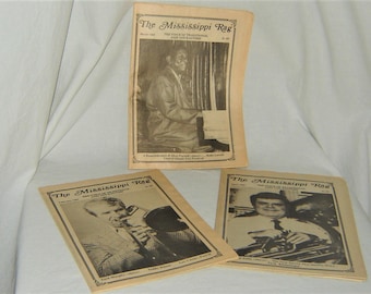 FREE SHIPPING USA - Vintage Jazz Newspapers, The Mississippi Rag, 3 Issues, Feb March April 1987, Featuring Turk Murphy, Alton Purnell.