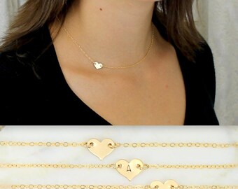 Gold Heart Necklace, Sideways Heart Necklace, Layering Necklace, Minimal Necklace, Everyday Jewelry, Gold Necklace, Bridesmaid Gifts