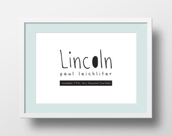 Baby Name Digital Print, Baby's Birth Details, Custom Baby Name Print, Nursery Art