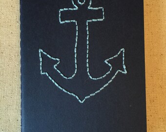Hand Embroidered Moleskine Notebook - Anchor