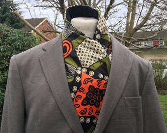 Men’s short African scarf, African ascot scarf, African print scarf, short scarf, men's ankara scarf, mens African scarf, Gift for him