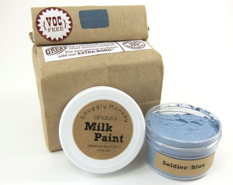 Blue Milk Paint - Non-toxic All Natural Paint Perfect for Unfinished Wood Projects- Soldier Blue