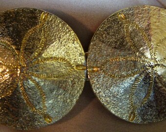Vintage Gold Tone Sand Dollar Two Piece Buckle