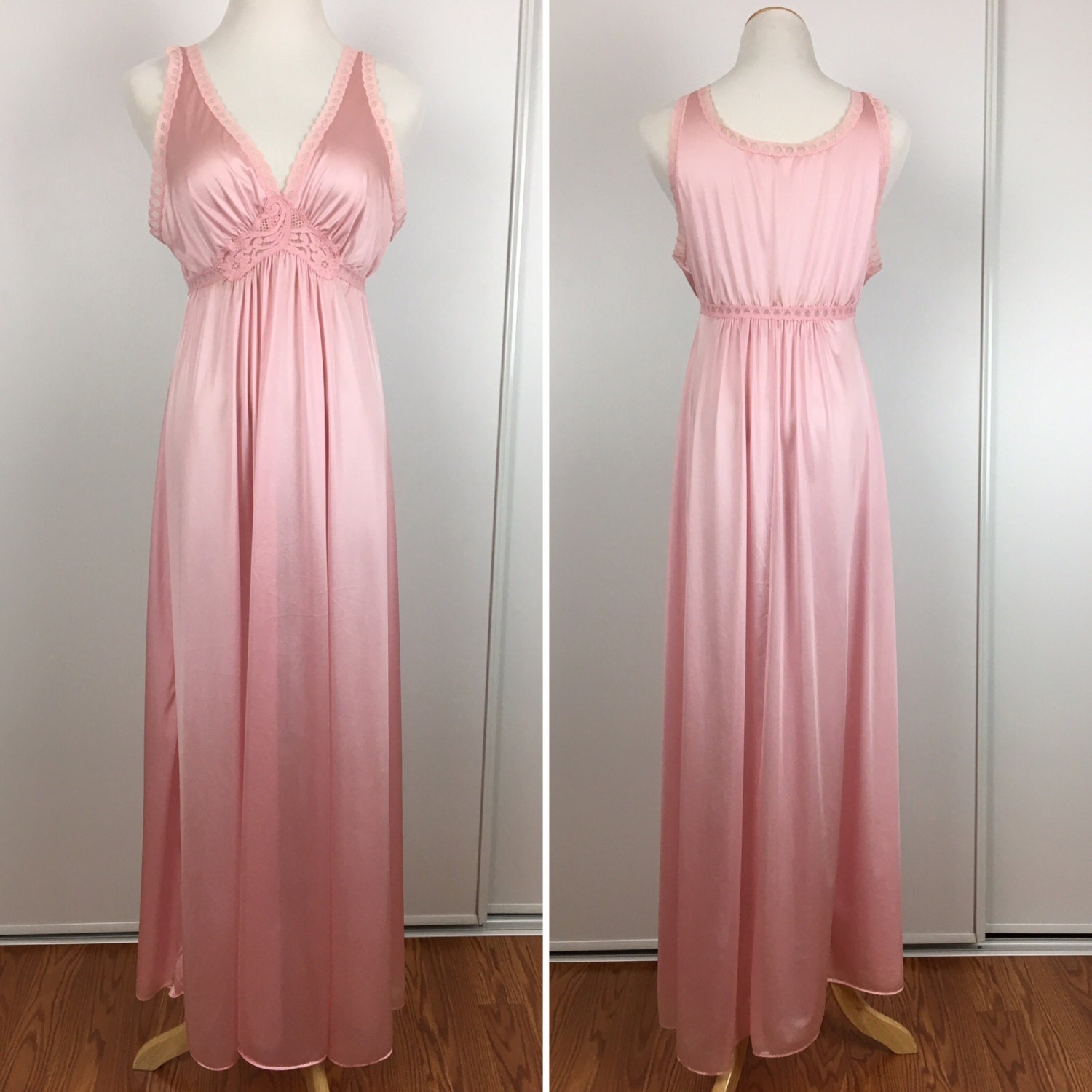 Vintage Miss Elaine Rose Nightgown & Robe M '70s