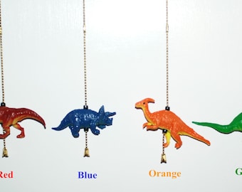 Colorful dinosaur ceiling fan chain pulls