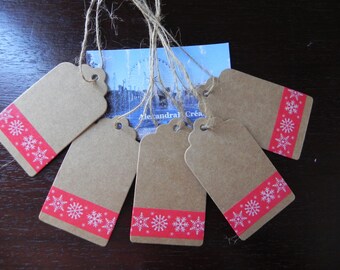 5 labels kraft 7 x 4 cm with masking tape snowflakes kraft