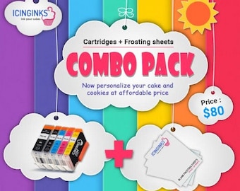 Icinginks™ Combo- Prime Icing Sheets (8.5" X 11") 24 Sheets and Canon CLI-251/PGI-250 XL's Edible Cartridges (5 pack) High Yield