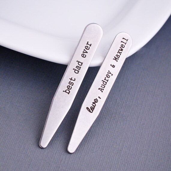Gift for Dad, Personalized Collar Stays, Christmas Gift for Dad from Kids, Engraved Gift for Dad