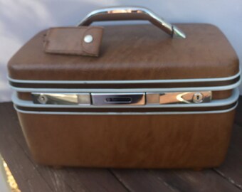 Train case Samsonite brown hard Carry on luggage