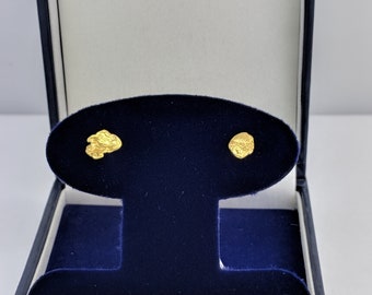 Gold Nugget Stud Earrings, Real Natural Yukon Gold Rush Nugget Earrings, Genuine Gold Nugget Earrings, E4