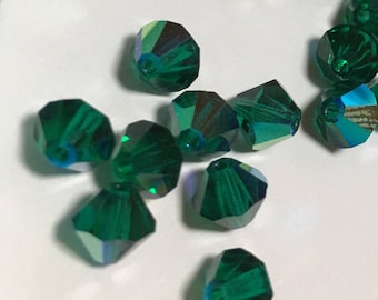 Preciosa Czech Crystals Emerald AB 6mm Bicone (20 pc)