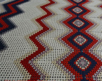 Crochet Granny square Afghan ( Large Square ) Cotton Crochet Blanket.