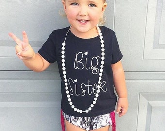 SALE!!! Big Sister Shirt;Short Sleeve Black T-shirt;Kid's Big Sister Shirt;Announcement Shirt;Custom Kid's Big Sister Shirt;Black Kid's Tee