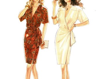 Simplicity 6066 Very Becoming Wrap Dress / 1990's SZ8-18 UNCUT